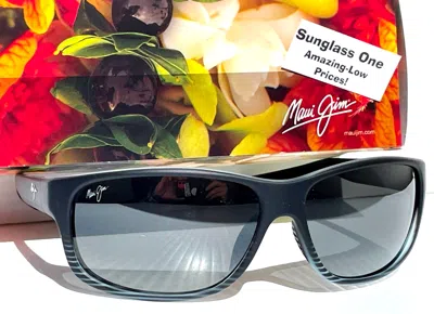 Pre-owned Maui Jim Kaiwi Channel Grey Black Stripe Polarized Grey Glass Sunglass 840-11d In Gray