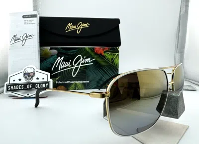 Pre-owned Maui Jim Kami Mj 778-05c White Gold To Silver Polarized Aviator Sunglasses