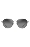 Maui Jim Kaulana 55mm Gradient Polarized Round Sunglasses In Shiny Dark Ruthenium