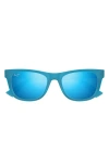 Maui Jim Kaulike 53mm Polarizedplus2® Square Sunglasses In Matte Trans Blue/blue Hawaii