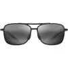 Maui Jim Kaupo Gap 61mm Polarizedplus2® Aviator Sunglasses In Gloss Black/neutral Grey