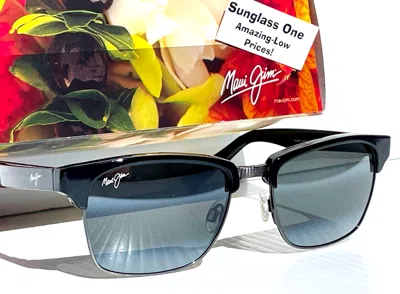 Pre-owned Maui Jim Kawika Glossy Black Polarized Neutral Grey Lens Sunglass 257-17c In Red