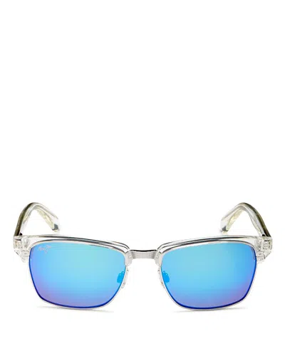 Maui Jim Kawika Polarized Square Sunglasses, 54mm In White / Blue