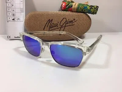 Pre-owned Maui Jim Kawika Polarized Sunglasses B257-05cr Crystal/blue Hawaii Glass In Clear