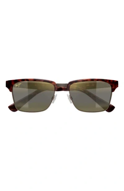 Maui Jim Kawika Xl 58mm Polarizedplus2® Rectangular Sunglasses In Brown