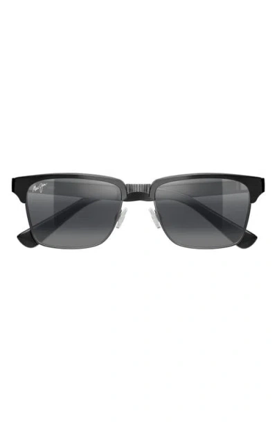 Maui Jim Kawika Xl 58mm Polarizedplus2® Rectangular Sunglasses In Metallic
