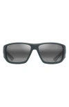 Maui Jim Keha 63mm Polarized Oversize Rectangular Sunglasses In Matte Dark Military Green