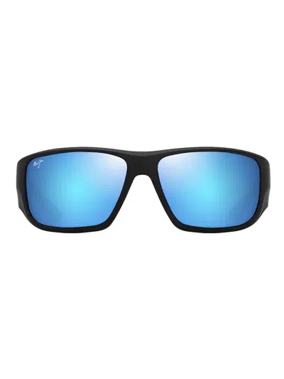 Maui Jim Keha Contoured Wraparound Sunglasses In Black