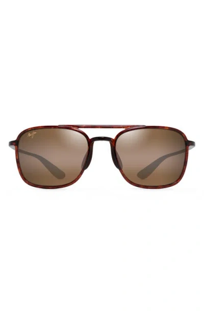 Maui Jim Keokea 55mm Polarizedplus2® Aviator Sunglasses In Tortoise/hcl Bronze