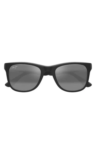 Maui Jim Kikonia Xl 56mm Wraparound Rectangular Sunglasses In Black