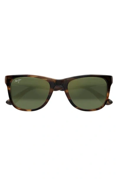 Maui Jim Kikonia Xl 56mm Wraparound Rectangular Sunglasses In Brown