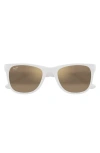 Maui Jim Kikonia Xl 56mm Wraparound Rectangular Sunglasses In White