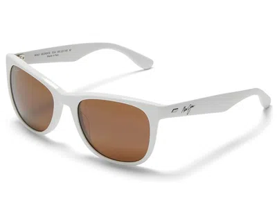 Maui Jim Kikonia Xlarge Fashion Sunglasses Shiny Solid White/hcl Bronze Polarized: One Size In Brown