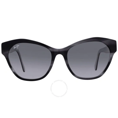 Maui Jim Kila Neutral Grey Browline Ladies Sunglasses Gs819-02a 54 In Black / Grey