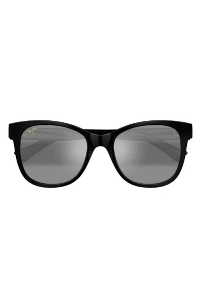 Maui Jim Kioppa 54mm Polarizedplus2® Cat Eye Sunglasses In Shiny Black