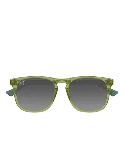 Maui Jim Kūpa'a Patterned-temple Square Sunglasses In Green