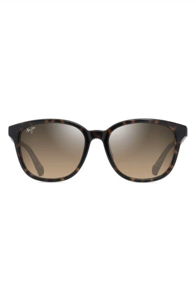 Maui Jim Kuikahi 55mm Gradient Polarizedplus2® Square Sunglasses In Shiny Dark Havana W/trans Yllw