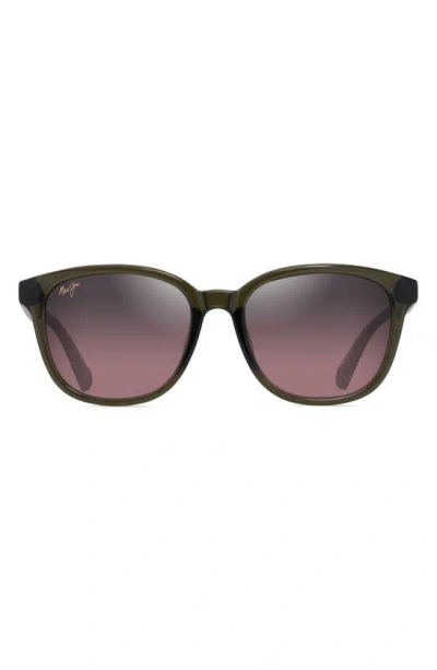 Maui Jim Kuikahi 55mm Gradient Polarizedplus2® Square Sunglasses In Shiny Trans Green