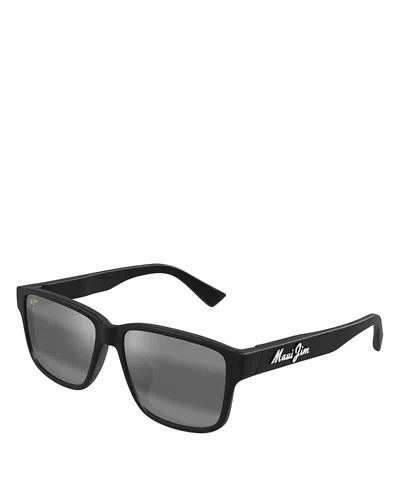 Maui Jim Kuniahi Rectangle Sunglasses, 58mm In Matte Black