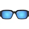 Maui Jim Kupale 55mm Gradient Polarizedplus2® Rectangular Sunglasses In Shiny Black