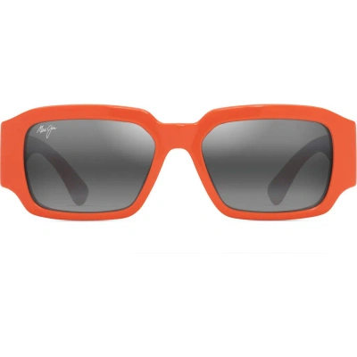 Maui Jim Kupale 55mm Gradient Polarizedplus2® Rectangular Sunglasses In Shiny Orange