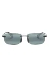 Maui Jim ‘ilikou Rectangle-frame Sunglasses In Black