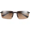 Maui Jim Laulima 61mm Polarizedplus2® Gradient Rectangular Sunglasses In Shiny Dark Havana