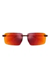 Maui Jim Laulima Rectangle-frame Sunglasses In Red