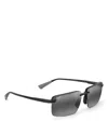 Maui Jim Laulima Rimless Rectangular Sunglasses, 61mm In Black/gray Mirrored Gradient
