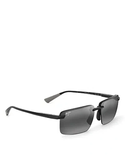 Maui Jim Laulima Rimless Rectangular Sunglasses, 61mm In Black