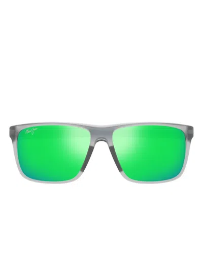 Maui Jim Lehopulu Rectangle-frame Sunglasses In Green