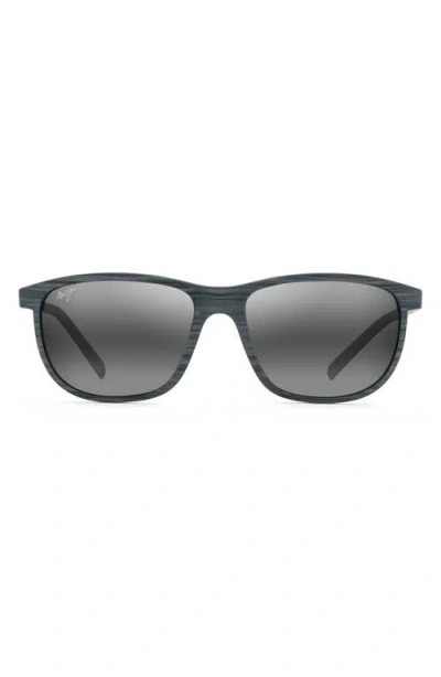 Maui Jim Lele Kawa 58mm Polarized Square Sunglasses In Grey Stripe/neutral Grey