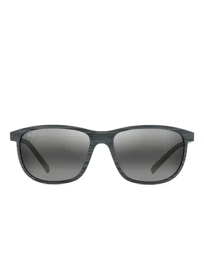 Maui Jim Lelekawa Stripe-rectangle Sunglasses In Gray