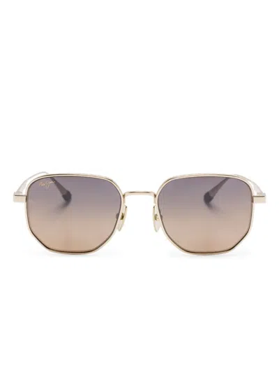Maui Jim Lewalani Geometric-frame Sunglasses In 金色