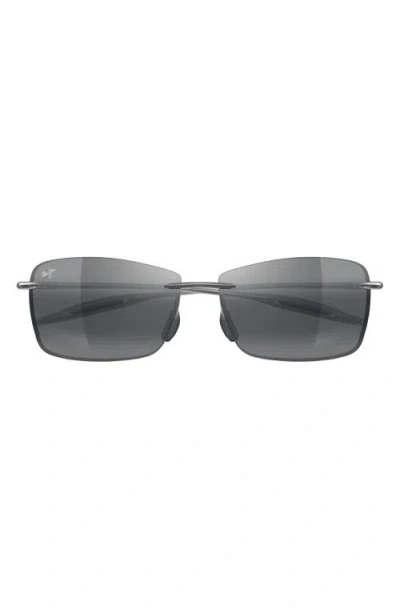 Maui Jim Lighthouse 65mm Polarized Rectangle Sunglasses In Gray