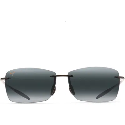 Maui Jim Lighthouse 65mm Polarizedplus2® Oversize Rimless Sunglasses In Black