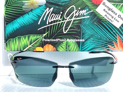 Pre-owned Maui Jim Lighthouse Black Polarized Grey +2.0 Readers Sunglass 423-0220 In Gray