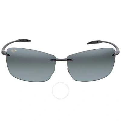 Maui Jim Lighthouse Nuetral Grey Rectangular Unisex Sunglasses 423-02 65 In Black / Grey