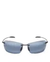 Maui Jim Lighthouse 65mm Polarizedplus2 Rimless Sunglasses - Gloss Black In Gloss Black/neutral Gray Solid