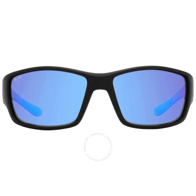 Maui Jim Local Kine Blue Hawaii Rectangular Men's Sunglasses B810-53b 61 In Black / Blue / Grey