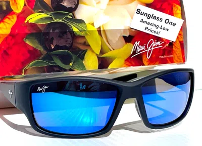 Pre-owned Maui Jim Local Kine Soft Black Polarized Blue Glass Sunglass B810-53b