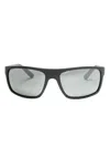 Maui Jim Logo-print Rectangle-frame Sunglasses In Black
