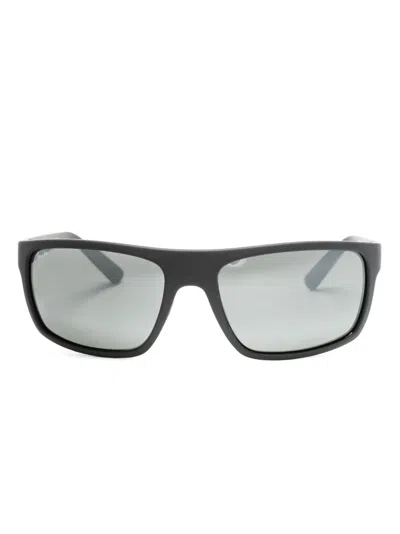 Maui Jim Logo-print Rectangle-frame Sunglasses In Black