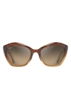 Maui Jim Lotus 56mm Polarizedplus2® Cat Eye Sunglasses In Chocolate Fade/hcl Bronze