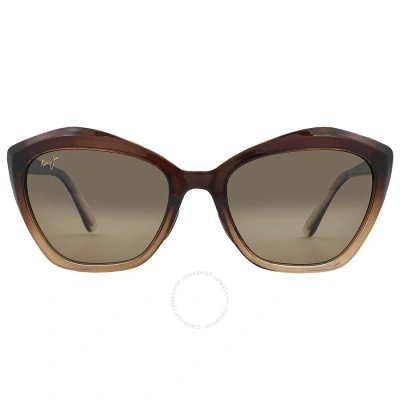 Maui Jim Lotus Hcl Bronze Cat Eye Ladies Sunglasses Hs827-01 56 In Bronze / Chocolate