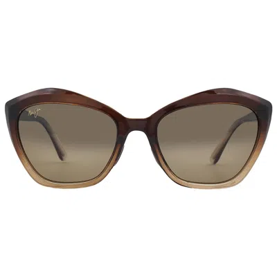 MAUI JIM LOTUS HCL BRONZE CAT EYE LADIES SUNGLASSES HS827-01 56