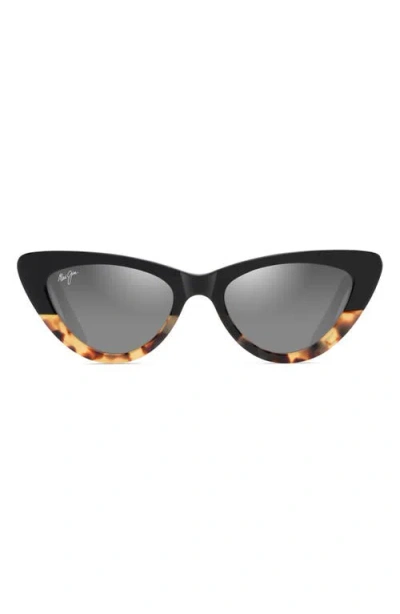Maui Jim Lychee 52mm Polarizedplus2® Cat Eye Sunglasses In Black W/tokyo Tort
