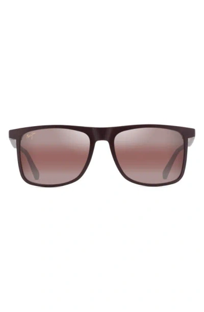 Maui Jim Makamae 56mm Polarized Square Sunglasses In Brown