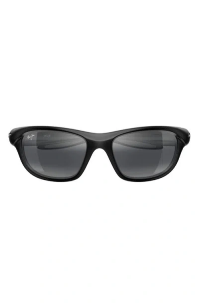 Maui Jim Makamae 62mm Polarizedplus2® Oval Sunglasses In Black