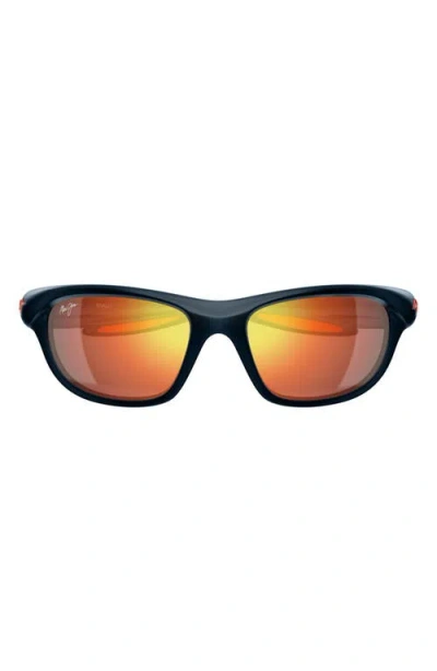 Maui Jim Makamae 62mm Polarizedplus2® Oval Sunglasses In Black